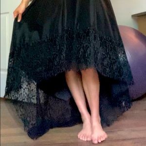 Betsy & Adam | Size 4 | Formal Black High Low Spiderweb Train Dress